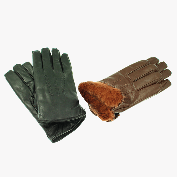 Classic glove with rabbit fur on tone lining