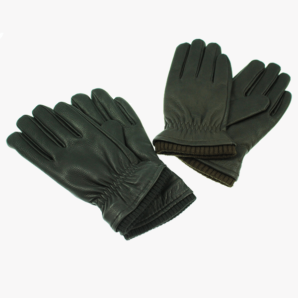 Deer skin leather glove, elastic on dorsal, acrilic fur lined